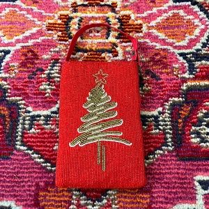 Christmas Tree Beaded Clutch Bag